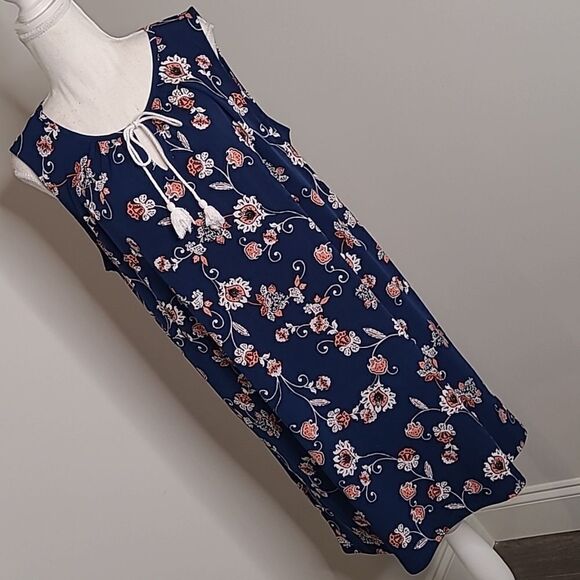 New Directions  sz PL midi dress with tassel front ties - Picture 1 of 9